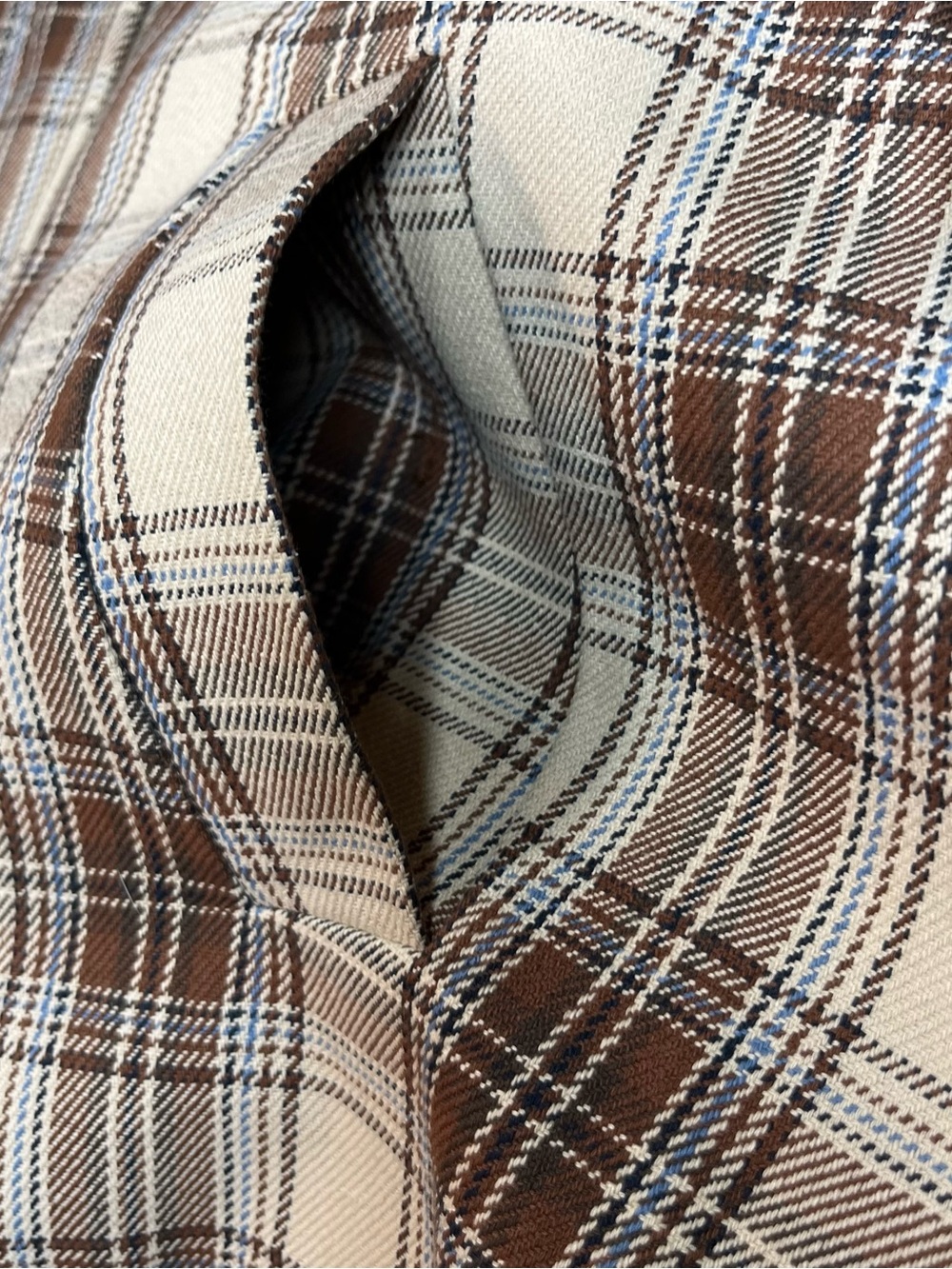 Christian Lacroix Plaid Cropped Jacket Brown Cream Velvet Collar Women Size 6 - Picture 8 of 16